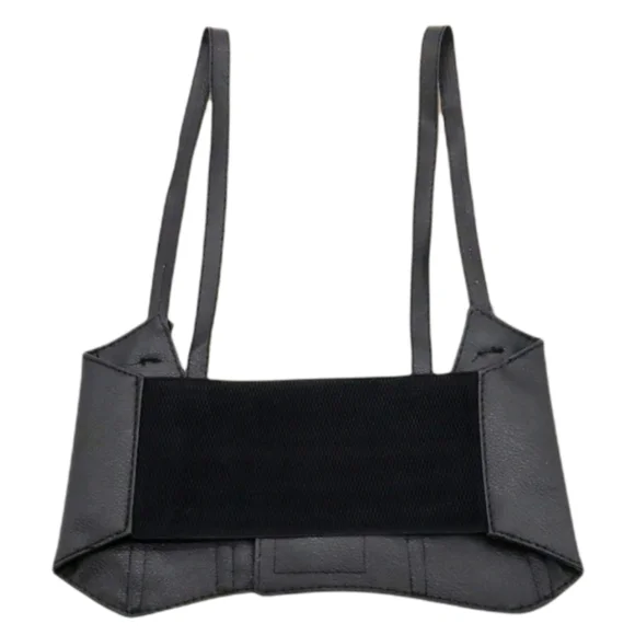 Womens Corset black vegan leather harness buckle suspenders steampunk waist belt - Picture 10 of 17